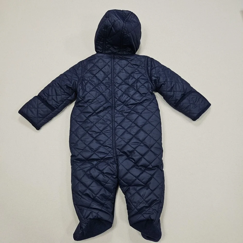 Polo Ralph Lauren‎ 6 Months Navy Blue Quilted Fleece Lined Hooded Barn Bunting